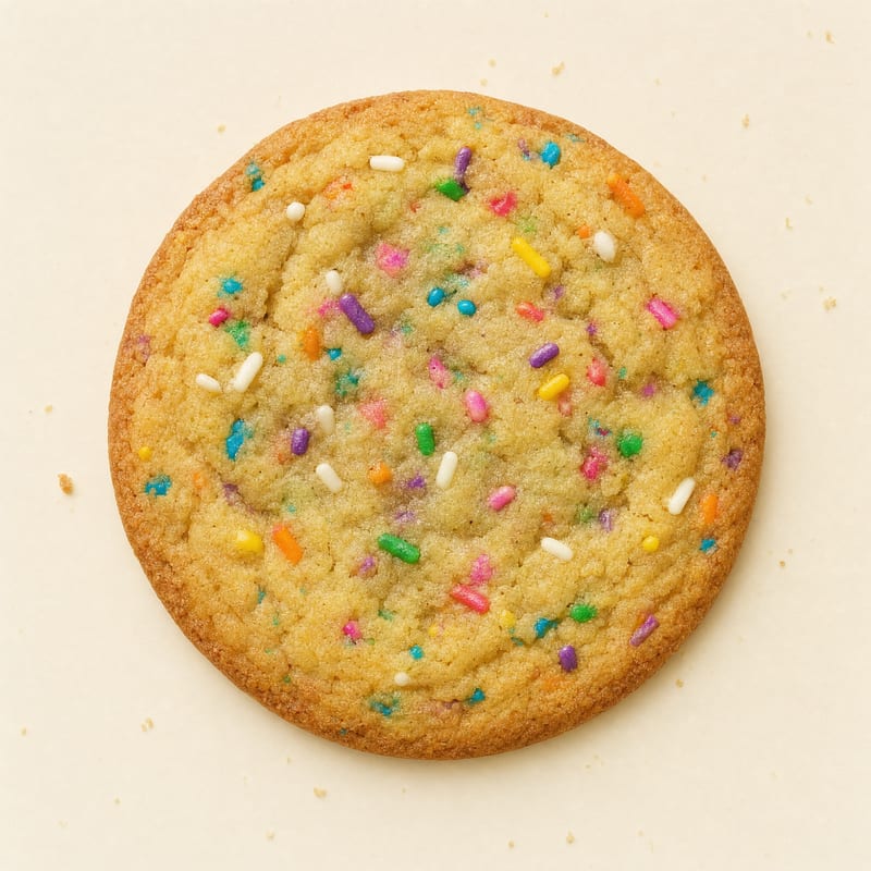 Birthday Cake Cookie with vanilla dough and rainbow sprinkles