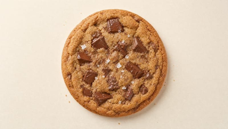 Brown Butter Cookie with crispy edges, chocolate chunks and sea salt